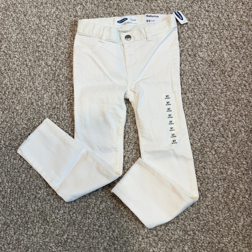 Old Navy Ballerina Skinny Jeans White Super Stretch Adjustable Waist Size 5T NWT